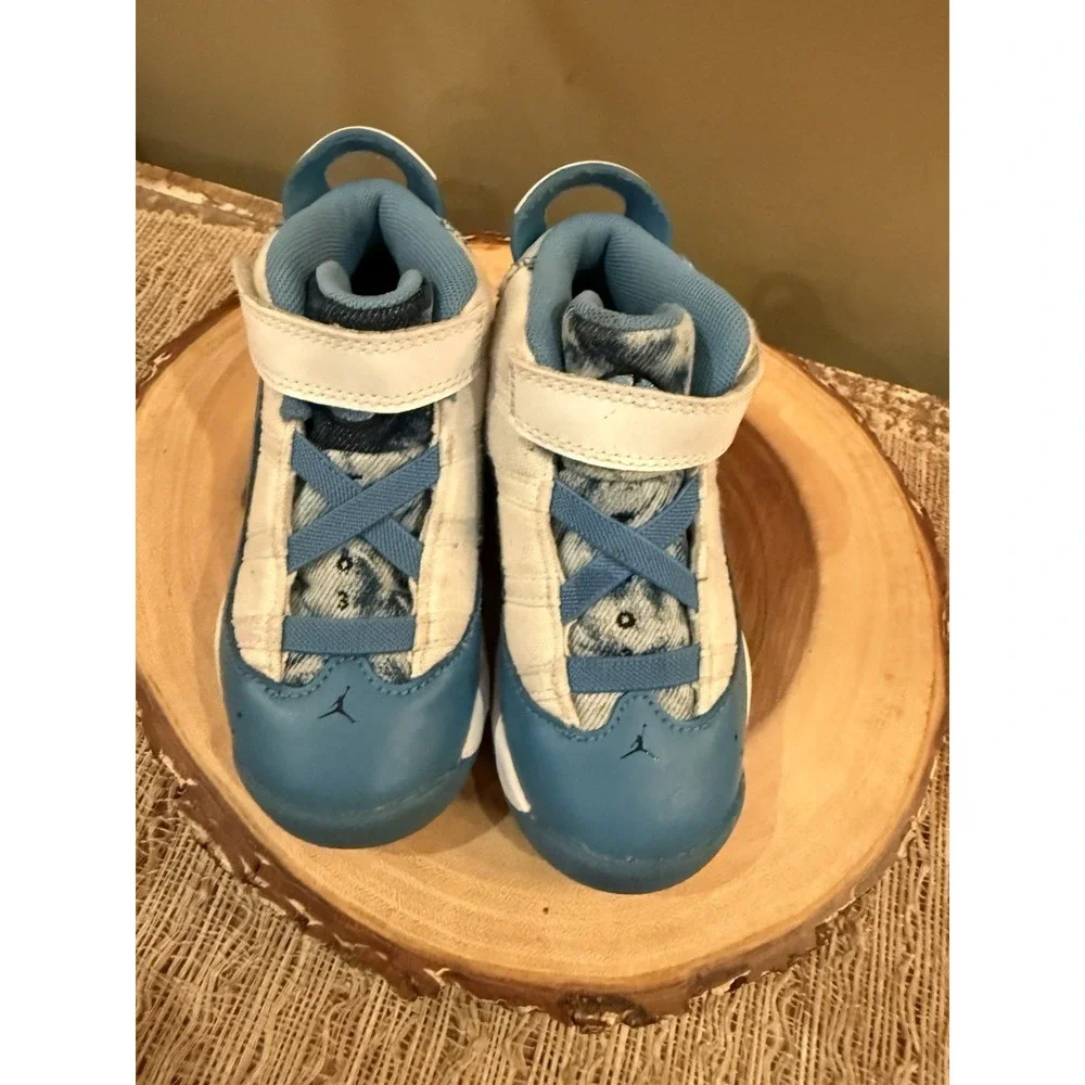 Jordan 6 Rings Tennis Shoes Toddler Size 10C Blue White Dutch‎ DM8954-100 VGUC